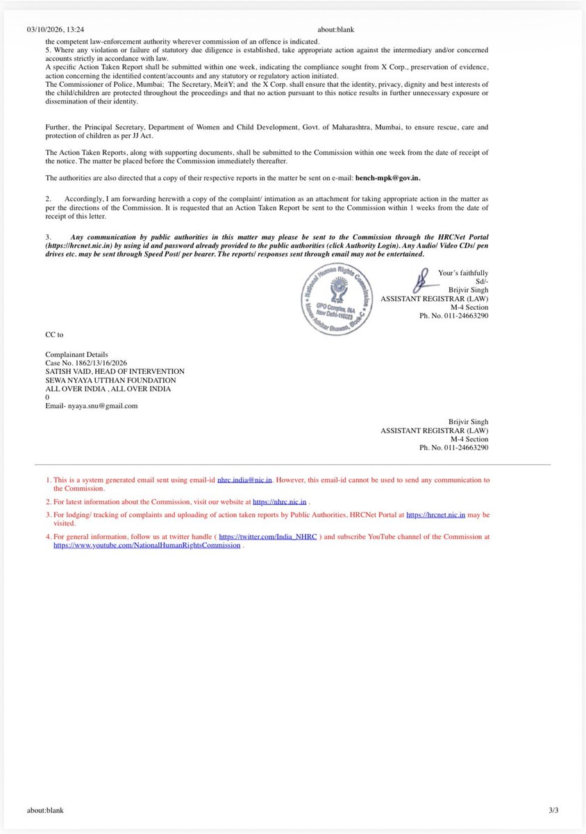 abhijitmajumder's tweet photo. NHRC takes cognisance of alleged misuse of children in CJP’s Mumbai protest.
@KanoongoPriyank 👌🏼 https://t.co/WWAEiLjeFk
