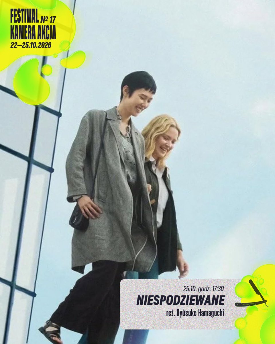 FestKameraAkcja's tweet photo. Czułość, która nie odpuszcza. Od Cannes po Oscary – przedpremierowe i premierowe pokazy na 17. FKA!

„Niespodziewane” reż. Ryûsuke Hamaguchi, „W tym kraju nie ma dobrych mężczyzn”, reż. Shahrbanoo Sadat oraz „Złudzenia z Yakushimy”, reż. Naomi Kawase w sekcji „Czułość” 17. FKA! https://t.co/5T1qfTczoc