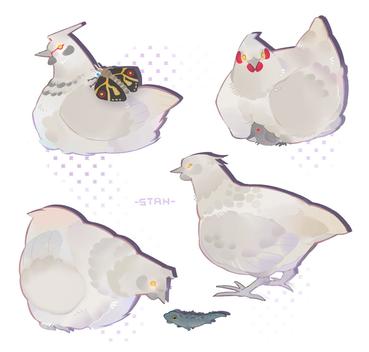 DANGERCITY_'s tweet photo. Oh wait, I really want to share these Mechagodzillas I used to draw, but they're chickens🐔 https://t.co/ilIlKj0mZz