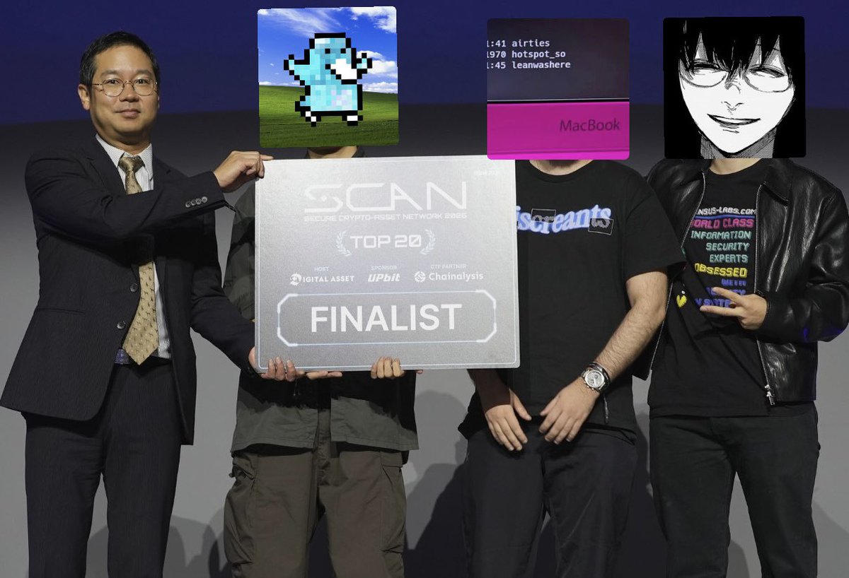 ckrielle's tweet photo. It was always a dream to travel beyond Europe for a CTF. Thanks to #SCAN2026 and #KBW for the opportunity to experience this in Seoul. Even in the AI era, the CTF was enjoyable! Cheers to all our competitors, and especially to my awesome teammates @Jiri123_eth @leangotroot https://t.co/eZeHwubvRg