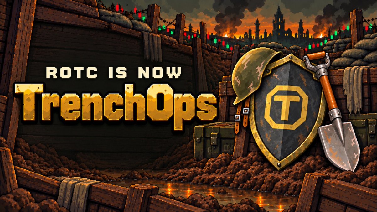 trenchopslabs's tweet photo. ROTC is now TrenchOps. Meet $TRENCH.

🪏 We dig through the trenches for our holders—hunting for promising coins in their earliest stages, before they’re on everyone else’s radar.

🛡️ Our system flags early opportunities and screens for scam and rug-pull warning signs before buying.

🪖 Trading fees fund those purchases, and the selected coins go to eligible $TRENCH holders. We do the digging. You receive the finds and decide when to sell.

From the trenches to your wallet.