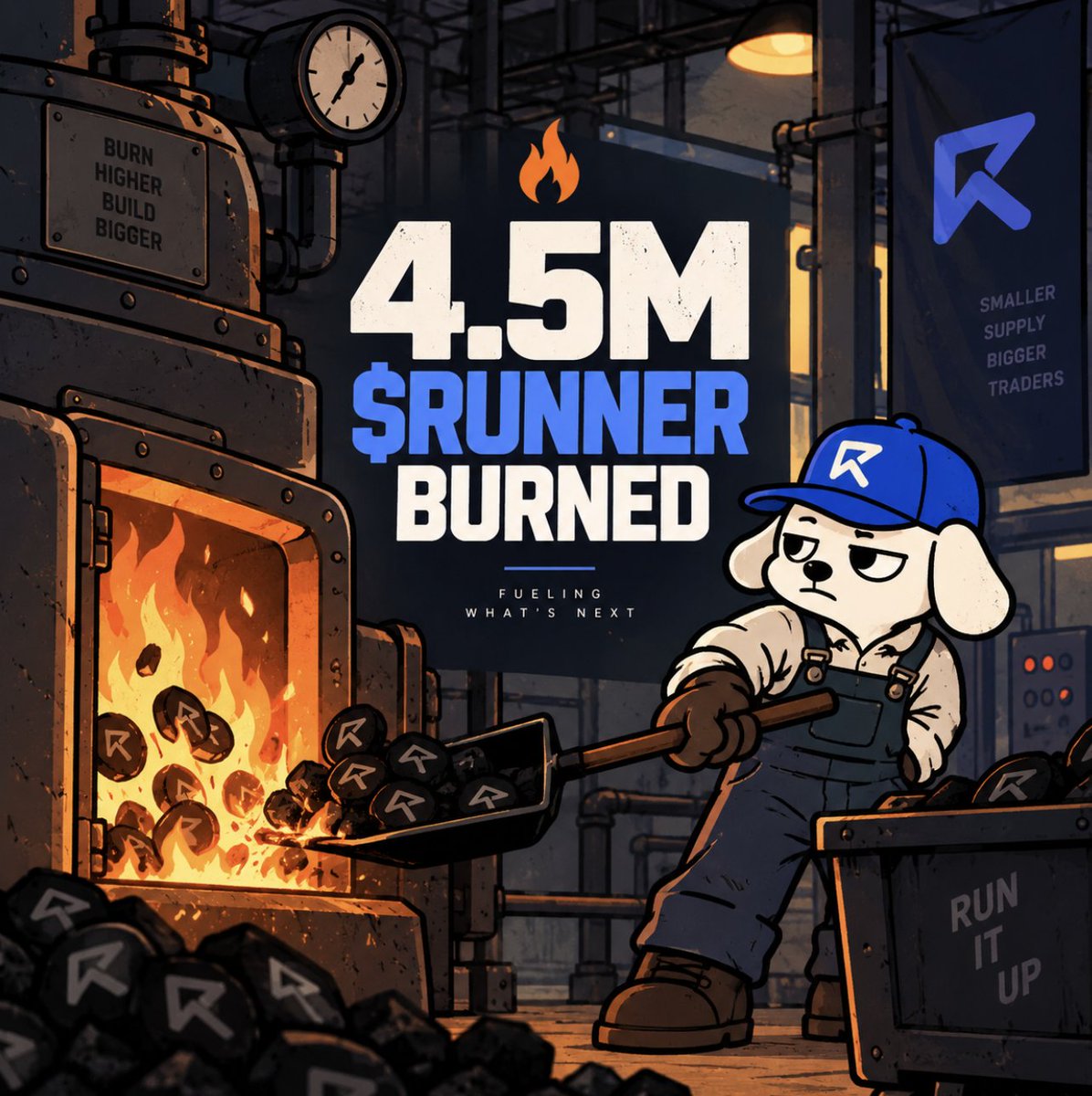 runupdotfun's tweet photo. We just bought back and burned $2,000 of $RUNNER from our platform fees.

this is besides the official buyback and perp flywheel that starts today.

let's start the flywheel. https://t.co/El9R35QnmB