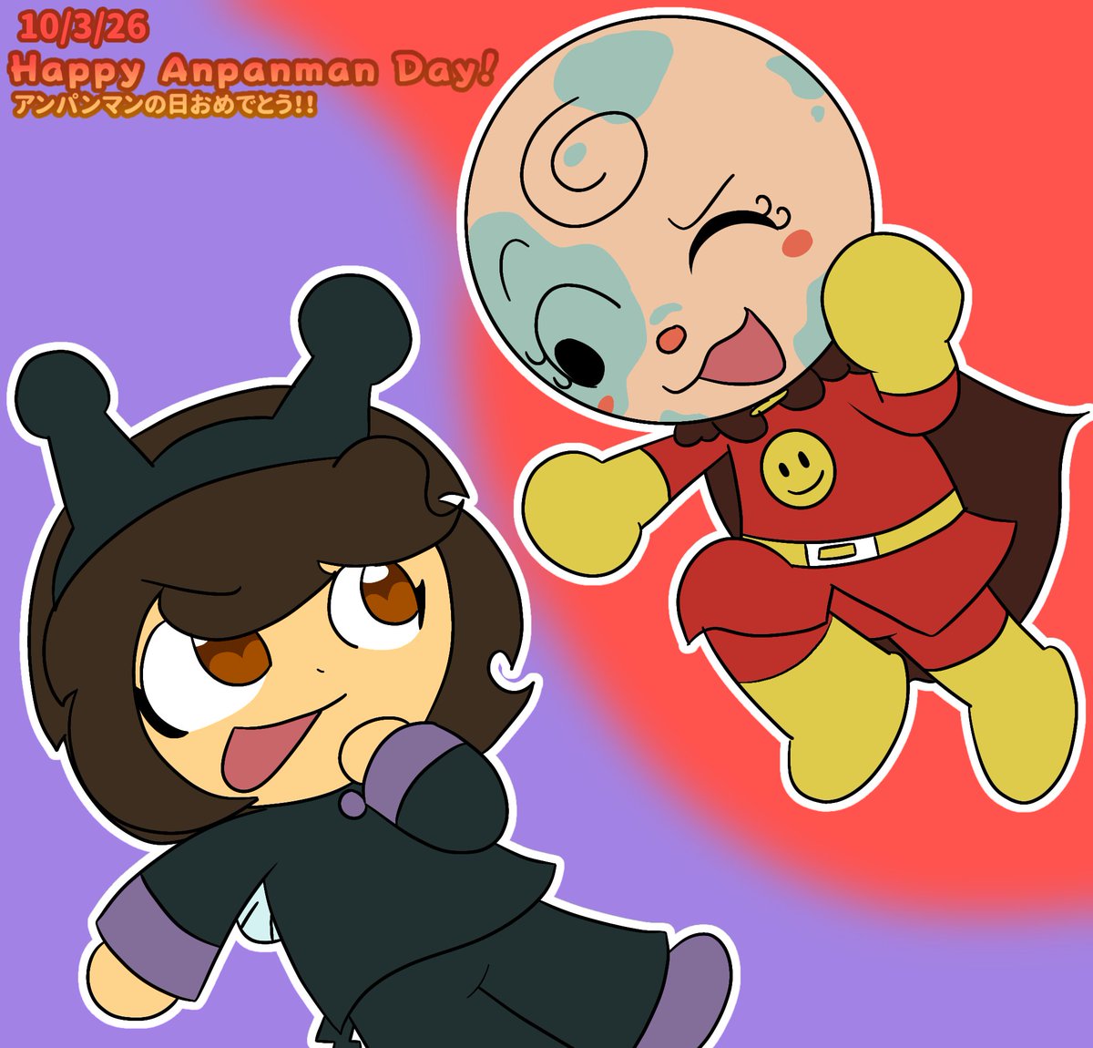 bug_202's tweet photo. As per Anpanman Tradition...  Yumi-chan and Sourdough-chan are dressed up just like their dads to celebrate! Happy Anpanman Day, Everyone!
#anpanman #anpanmanday #fankid #selfinsertoc #familialyumeship #アンパンマン #アンパンマンの日 #アンパンマンオリキャラ https://t.co/RAj9ZmqjYK