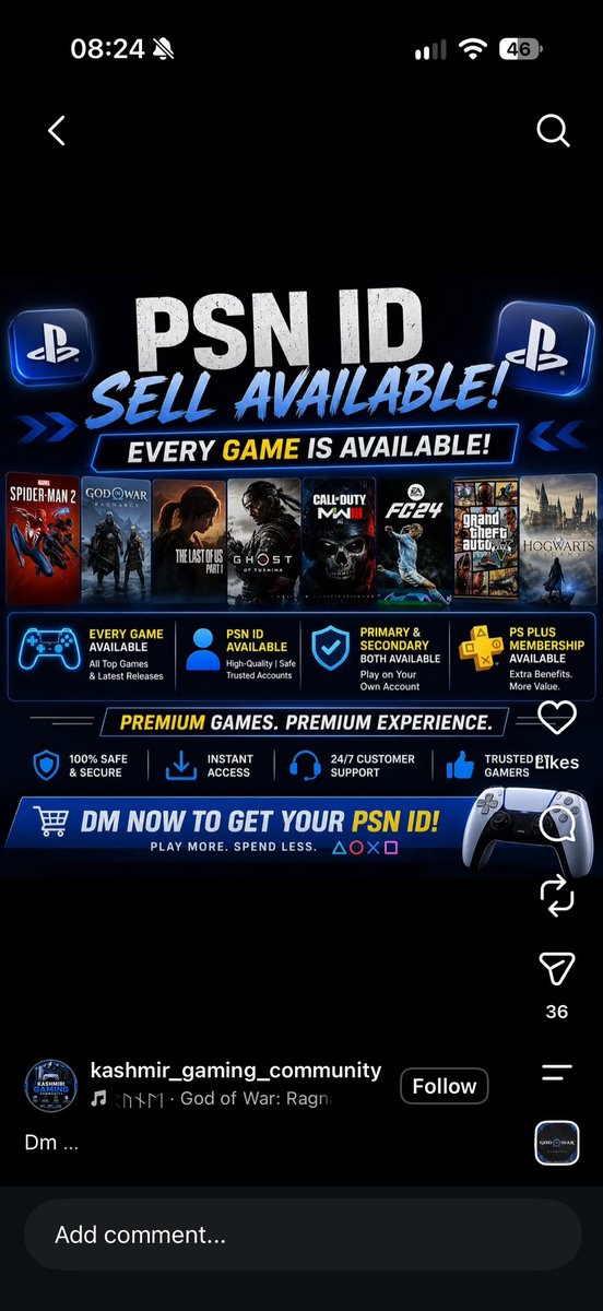2_Old_4_Gaming's tweet photo. Search “PSN Account for sale” on Instagram and there are countless results of people selling stolen accounts. This should not be happening! https://t.co/It8x96RWCq