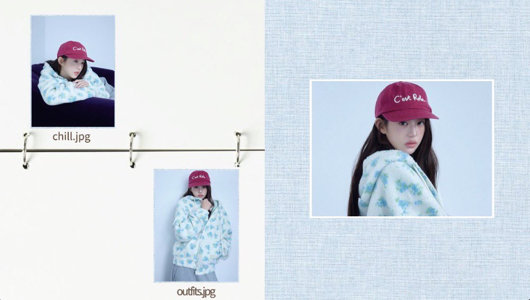 wounyoungf's tweet photo. 🫐 ˎˊ˗ The  cutest   cozy   mood   in   a   berry-red   cap   embroidered   with   the   signature   logo,     paired   with   a   fluffy   floral   fleece   hoodie   scattered   with   soft     blue-and-green    blooms. https://t.co/B5EQFpeQuD