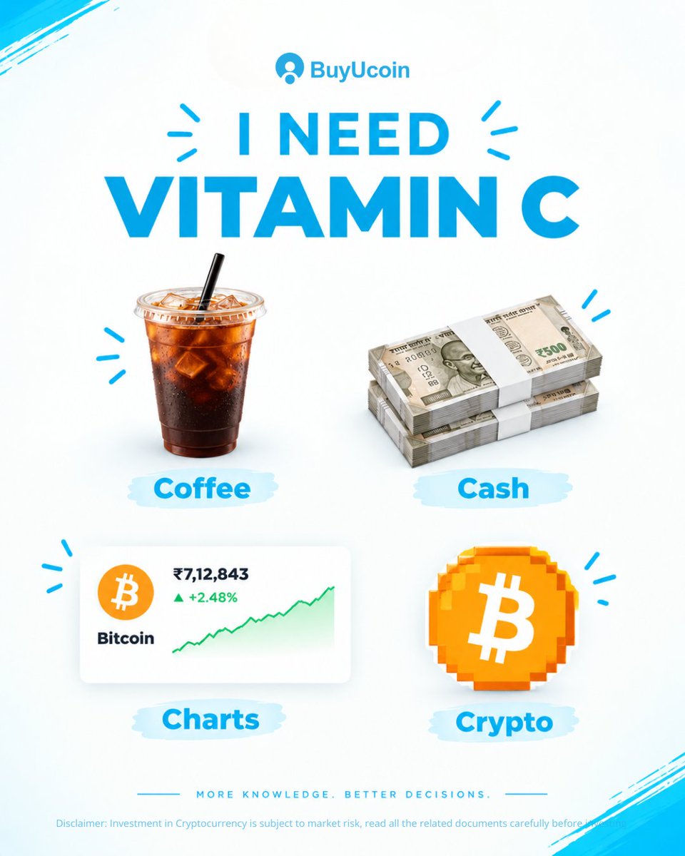 buyucoin's tweet photo. I need Vitamin C… but mine comes with a little ₿😉

Coffee for the energy. Cash for the essentials. Charts for the curiosity. Bitcoin for the obsession. 📈₿

#Bitcoin #BTC #CryptoAlpha https://t.co/0mAduHosYT