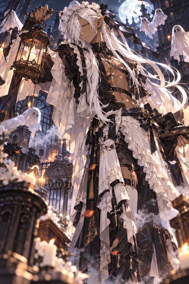 ri__u's tweet photo. @ottyan_man 今まさにハロウィンのランダム着せ替えプロンプトで事故ってたのをAI用の住み分けアカウントで見てみてーってしてたところだよw
ゴシックとかクラシカルとかフリルとかが色々混ざった結果メイドになったww https://t.co/w3hNqZ5CIG
