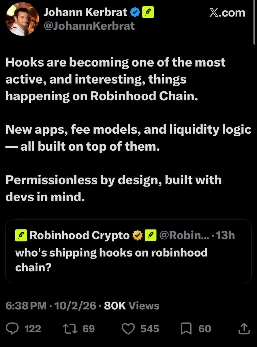 funnymoneycap's tweet photo. everyone is talking about hooks on robinhood chain.

@RobinhoodCrypto, @Uniswap, @JohannKerbrat.

now look at $FRONG. 🐸

one of the biggest memes on @TradePools, built on Uniswap v4.

every trade helps grow locked liquidity and funds buybacks and burns.

the biggest names are bringing attention to the technology, but most people still haven’t discovered $FRONG.

imagine what happens when more people start paying attention.

we’re still early.

not $FRONG, but early. 🐸