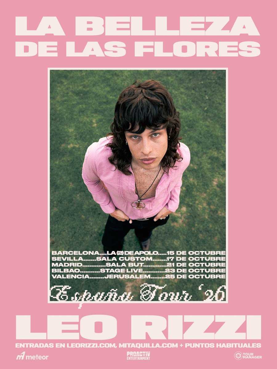 teleaudiencias's tweet photo. #Música: Leo Rizzi inicia hoy su gira por España. La primera parada es en Barcelona (La [2] de Apolo). El artista continuará el 17 en Sevilla (Custom), el 21 en Madrid (But) y el 23 en Bilbao (Stage Live), para finalizar el 25 en Valencia (Jerusalem). https://t.co/t42wCQYoRP https://t.co/YBwcz9uqwP
