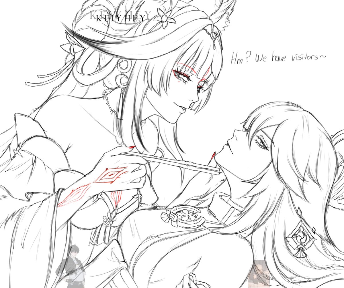 keiyhey's tweet photo. Miko doesn’t like visitors (SFW)

#Hsin and #YaeMiko https://t.co/LK9rGx73l8