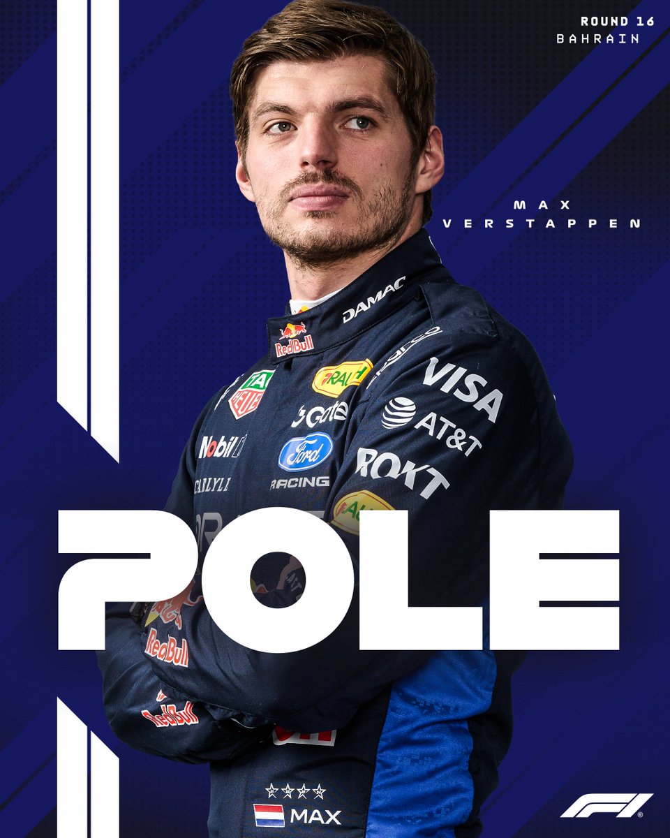 F1's tweet photo. MAX VERSTAPPEN TAKES POLE FOR THE BAHRAIN GRAND PRIX IN MALAYSIA!! 👊

#F1 #BahrainGP https://t.co/NgtaCAZacL