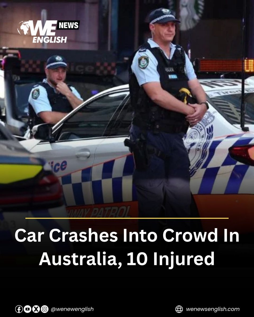 WENewsEnglish's tweet photo. Ten people, including children, were injured after a car crashed into a crowd of rugby league fans in Newcastle, eastern Australia, police said.

The 18-year-old driver was taken into custody after police said he had been driving erratically before losing control of the vehicle. A five-year-old girl and a 67-year-old man were among those critically injured.

Visit our website to read the full story.

#Australia #Newcastle #CarCrash #RoadAccident #WENews