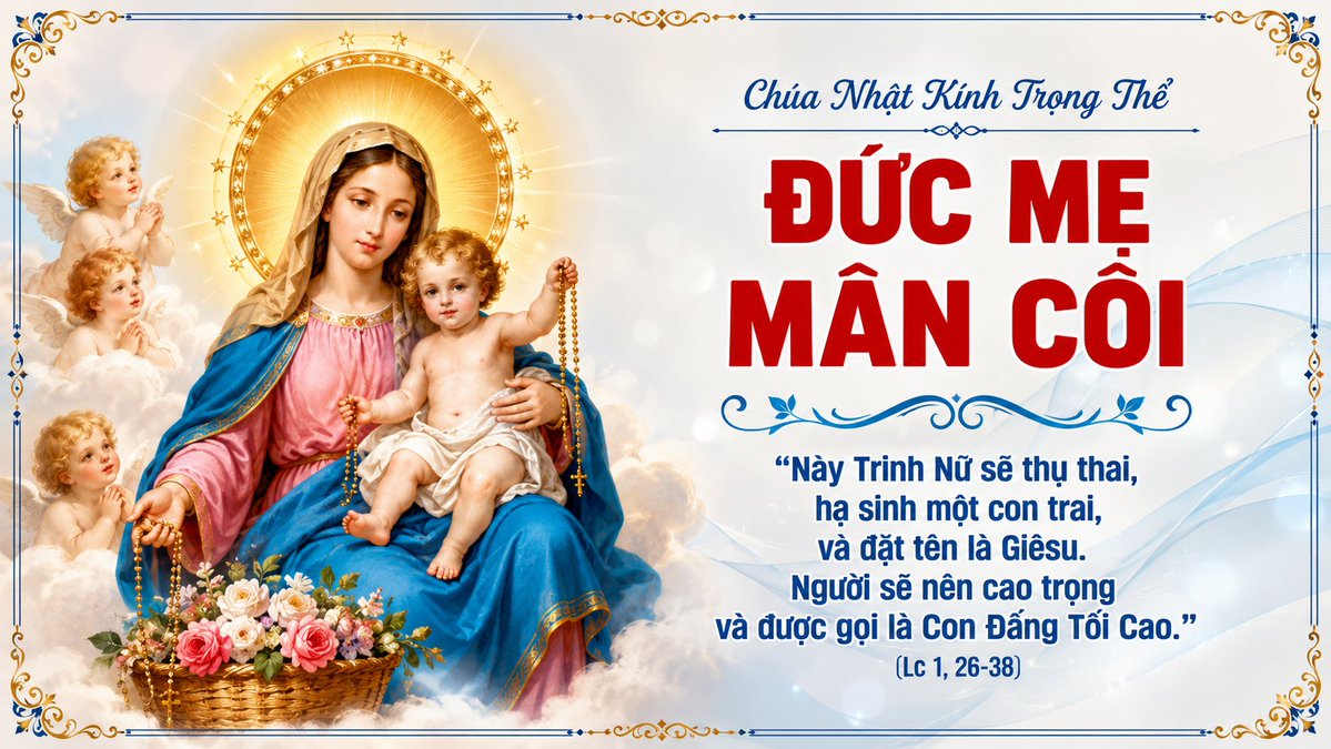 densoiconbuoc's tweet photo. Chúa Nhật XXVII Thường Niên. Được Kính Trọng Thể Lễ Đức Mẹ Mân Côi Lc 1,26-38.
Đáp Ca: Đấng Toàn Năng đã làm cho tôi biết bao điều cao cả, danh Người thật chí thánh chí tôn !
HL. Kính chào Đức Maria,Mẹ đấy ân sủng,Thiên Chúa ở cùng Mẹ,Mẹ có phúc hơn mọi..... https://t.co/lPMMH7o7Vu