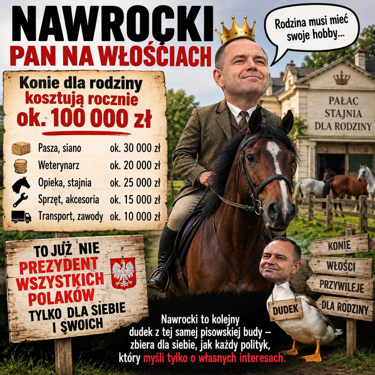 Dorota43190862's tweet photo. @prezydentpl @wkolarski @RadiowaTrojka Jakoś to nie przeszkadza Nawrockiemu wydawać 55 000 zł na swojej rodzinki konie przez 3 miesięce z pieniędzy podatnika. 
Oszczędności należy zacząć od siebie😡😡😡 https://t.co/lMooTdHN8A