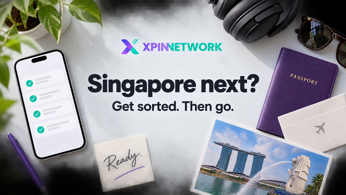 XPINNetwork's tweet photo. Singapore next? Let’s get the boring bits out of the way. ✈️🇸🇬

✅ Make sure your phone supports eSIM.
✅ Install it while you’ve got a solid connection.
✅ Check when and how to activate your plan.
✅ Save your hotel address and tickets offline.
✅ Get your event apps and meetings sorted.

Then it’s just you, your bags, and figuring out what to eat first.