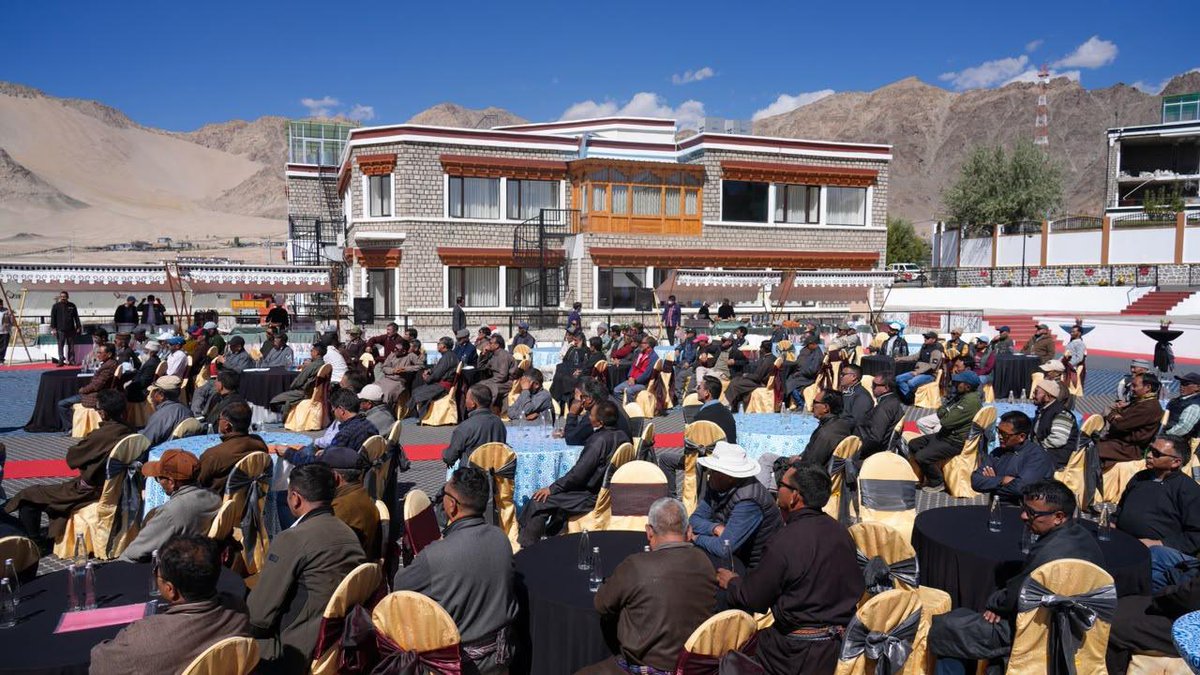 lg_ladakh's tweet photo. Today, in a first-of-its-kind initiative to strengthen participatory governance in Ladakh, I had the privilege of hosting nearly 200 Nambardars (village heads) at Lok Niwas, and had an engaging conversation regarding key developmental needs in villages. 

The Nambardars brought up pressing developmental issues, particularly the acute water crisis in several villages, which I have assured them, will be addressed on top priority. 

It was also encouraging to receive gratitude from the All Ladakh Goba Association for our recent decision to enhance their monthly emoluments from Rs 1500 to Rs 5000, the first hike since 2016.

These grassroots leaders serve as the vital bridge between the Administration and our citizens. Their first-hand insights and valuable suggestions have been instrumental in successfully implementing projects like Him Sarovar, rock check dams, and reversing land degradation.

We remain committed to holding such interactions in the future to ensure a responsive, people-centric, and inclusive administration.