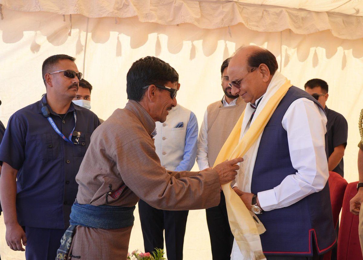 lg_ladakh's tweet photo. Today, in a first-of-its-kind initiative to strengthen participatory governance in Ladakh, I had the privilege of hosting nearly 200 Nambardars (village heads) at Lok Niwas, and had an engaging conversation regarding key developmental needs in villages. 

The Nambardars brought up pressing developmental issues, particularly the acute water crisis in several villages, which I have assured them, will be addressed on top priority. 

It was also encouraging to receive gratitude from the All Ladakh Goba Association for our recent decision to enhance their monthly emoluments from Rs 1500 to Rs 5000, the first hike since 2016.

These grassroots leaders serve as the vital bridge between the Administration and our citizens. Their first-hand insights and valuable suggestions have been instrumental in successfully implementing projects like Him Sarovar, rock check dams, and reversing land degradation.

We remain committed to holding such interactions in the future to ensure a responsive, people-centric, and inclusive administration.