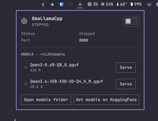 LinuxGamer_UK's tweet photo. Happy weekend peeps! Another morning, another @OmarchyLinux Marketplace plugin successfully accepted 😀

This one is simple but for the gamers on Omarchy who want to pull peak performance when launching their games, but also want to run local LLM's using a llama cpp backend. Turn the server on a serve you model when you want to do LLM things, turn it off an unload when you want to game, simple but effective. Hope you enjoy it!

https://t.co/2aLKfTgh2f