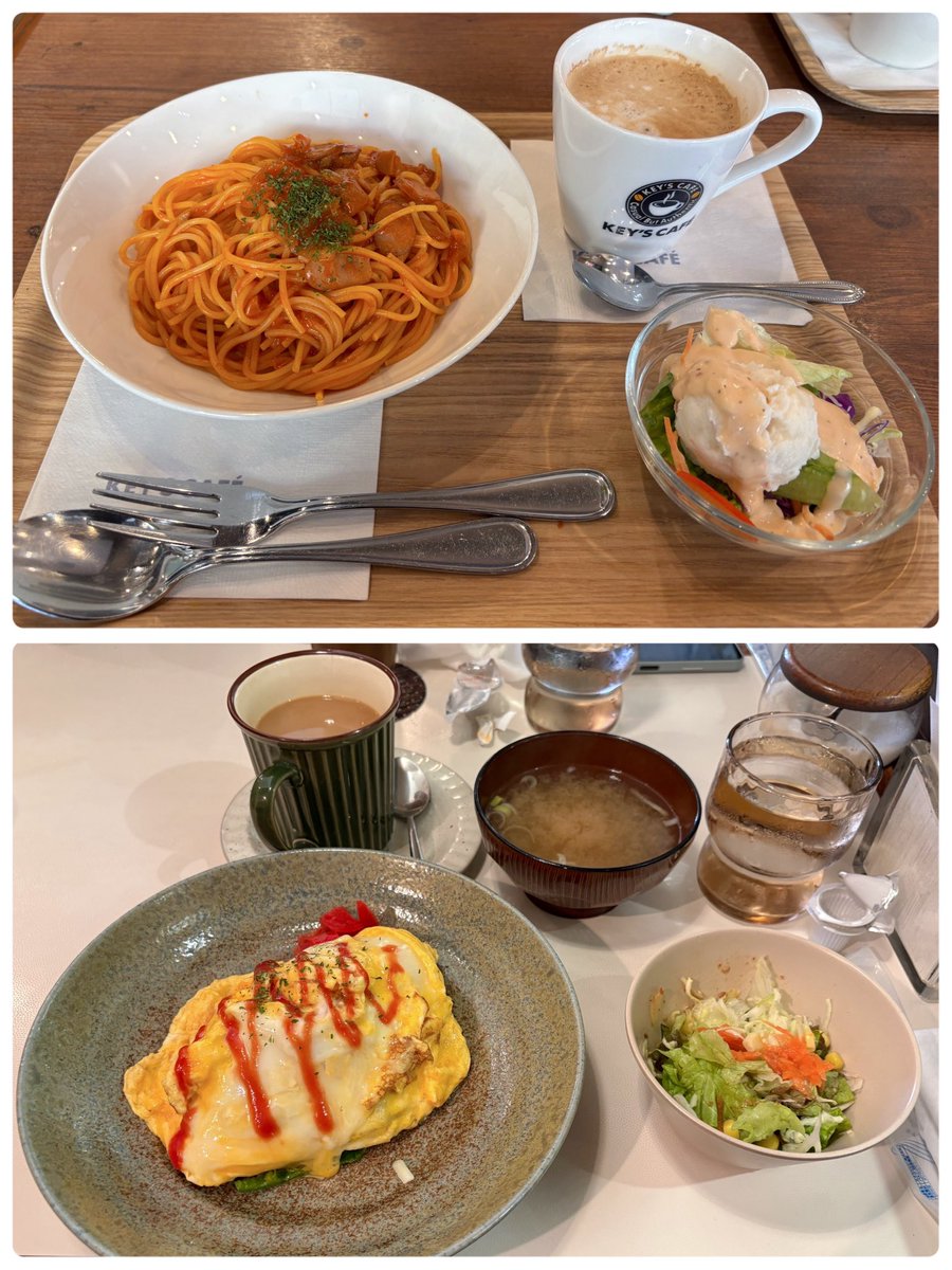 5mori2's tweet photo. 喫茶店のナポリタンやオムライスが無性に食べたくなる時があります🍝

昔ながらの喫茶店はお椀のお味噌汁が付く😆
(福神漬け付きは両方取りのオムナポリタン) https://t.co/VrBMrl0Ck8