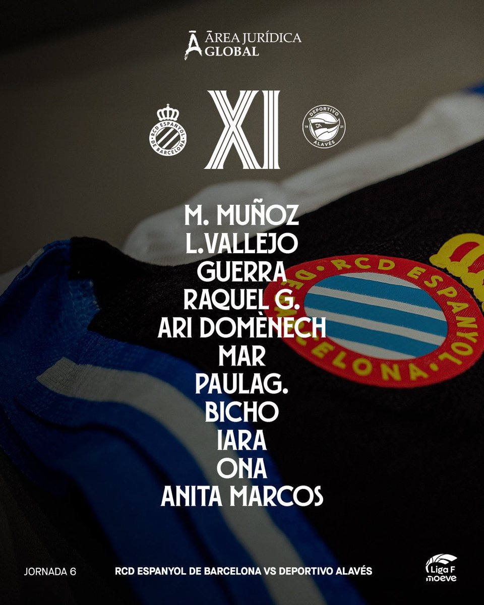 RCDEFemeni's tweet photo. 📋 𝐉𝐚 𝐭𝐞𝐧𝐢𝐦 𝐚𝐥𝐢𝐧𝐞𝐚𝐜𝐢𝐨́!
▶️ Aquest és l’11 de Sara Monforte!
📲 Dazn, RTVE Play i 3Cat..
#RCDEFem #EspanyolAlavés https://t.co/qgS2QKuBtN