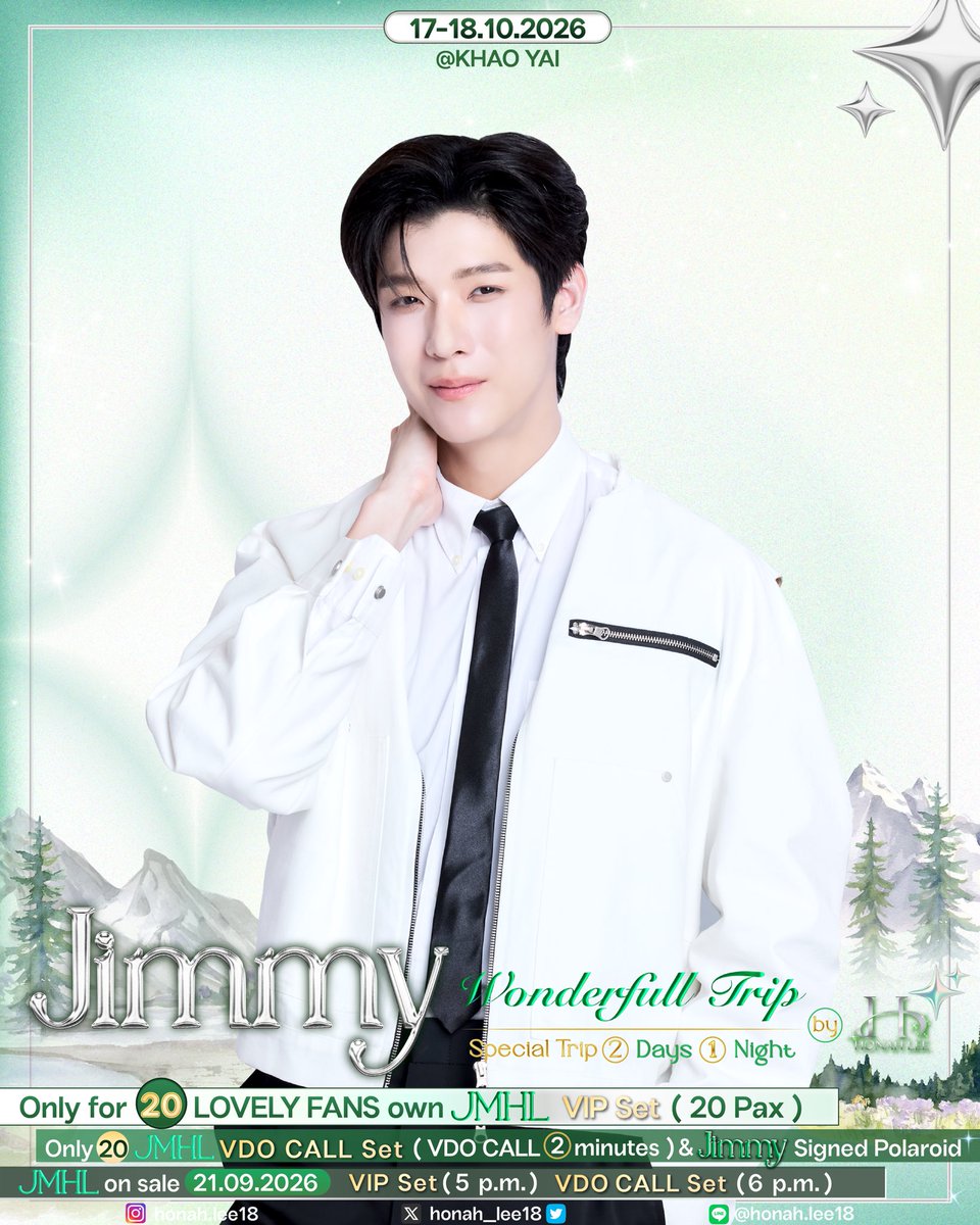 honah_lee18's tweet photo. Now 📌✨ 
📍JMHL✨ VIP  Set (20pax)✨Available = 16 Set
(for attending the Exclusive Event  )

📍JMHL✨ VDO Call Set(10pax) ✨Available = 6 Set
(fore VDO Call 2Minutes & Signed Polaroid)

Order via Line line official 
@ honah.lee18
https://t.co/CUPbaIt9sP 

HONAH LEE 

✨HONAH LEE Word of Magic✨

✨ #JimmyWonderfulTripbyHNL ✨
#จิมมี่จิมมอย #จมอ่านว่าจอมอ #จิมมี่ #jimmy