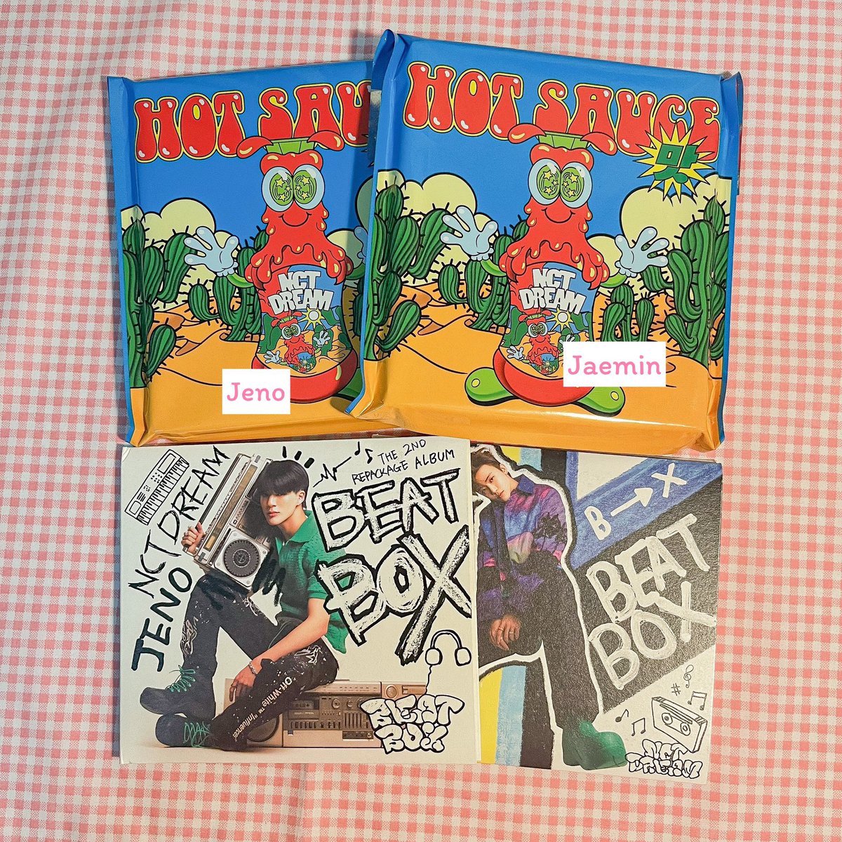 _BDBOYY's tweet photo. พร้อมส่ง / wts 🎀

♡ บั้มเปล่าจีเวล ปกเจโน่ แจมิน hot sauce beat box jewal บั้มละ 50 บาทรวมส่ง (เหมา 180 รส💘)

#ตลาดนัดnct #ตลาดนัดnctdream #ตลาดนัดอซท ตามหา https://t.co/rgKbOstC18