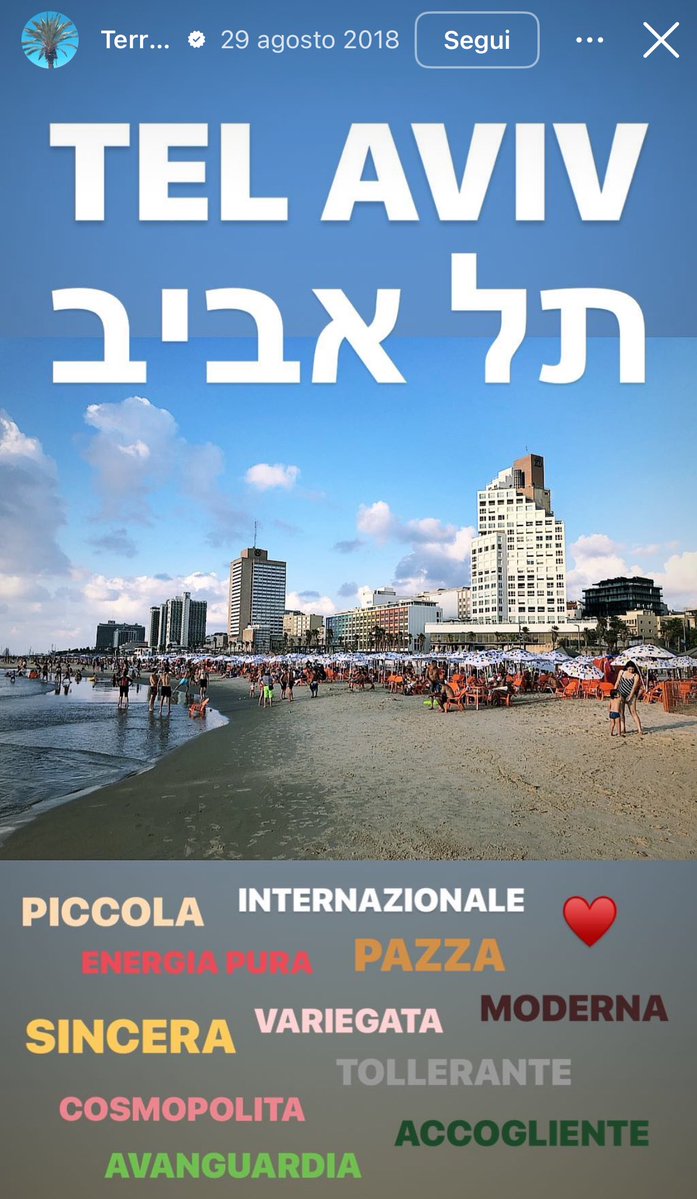 _framara's tweet photo. pazza💜tollerante💜accogliente💜
chilling in Tel Aviv💜

questa è la persona che il grande fratello sta tanto esaltando…,,,,
ma sia mai fare il dito medio o bestemmiare in tv https://t.co/zl3XiljE7S