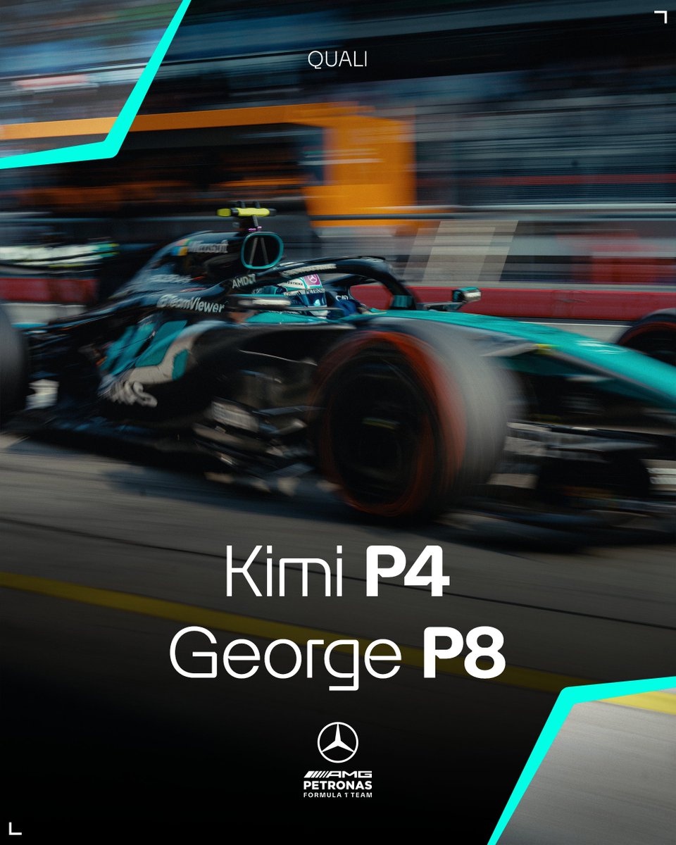 MercedesAMGF1's tweet photo. P4 for Kimi and P8 for George. We go again on Sunday! 😤 https://t.co/Eb3tAZUjgt