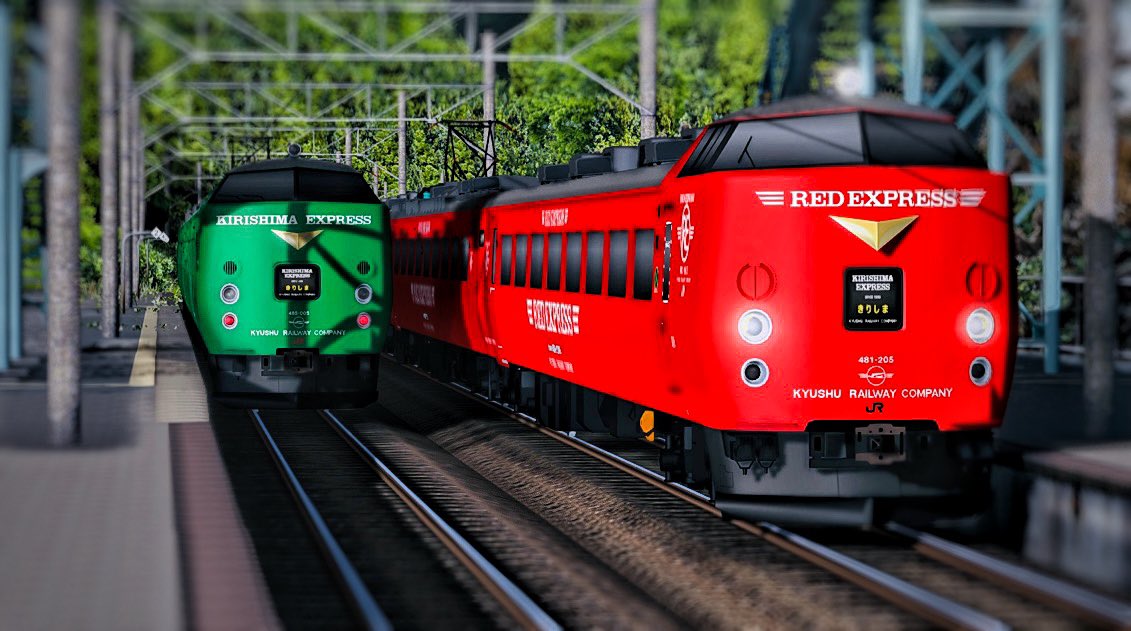 N_Railsim's tweet photo. 竜ヶ水駅風 part6
特急「きりしま」 485系
 #NのSS後悔所 #Railsim #485系 https://t.co/UeVAC9hT25