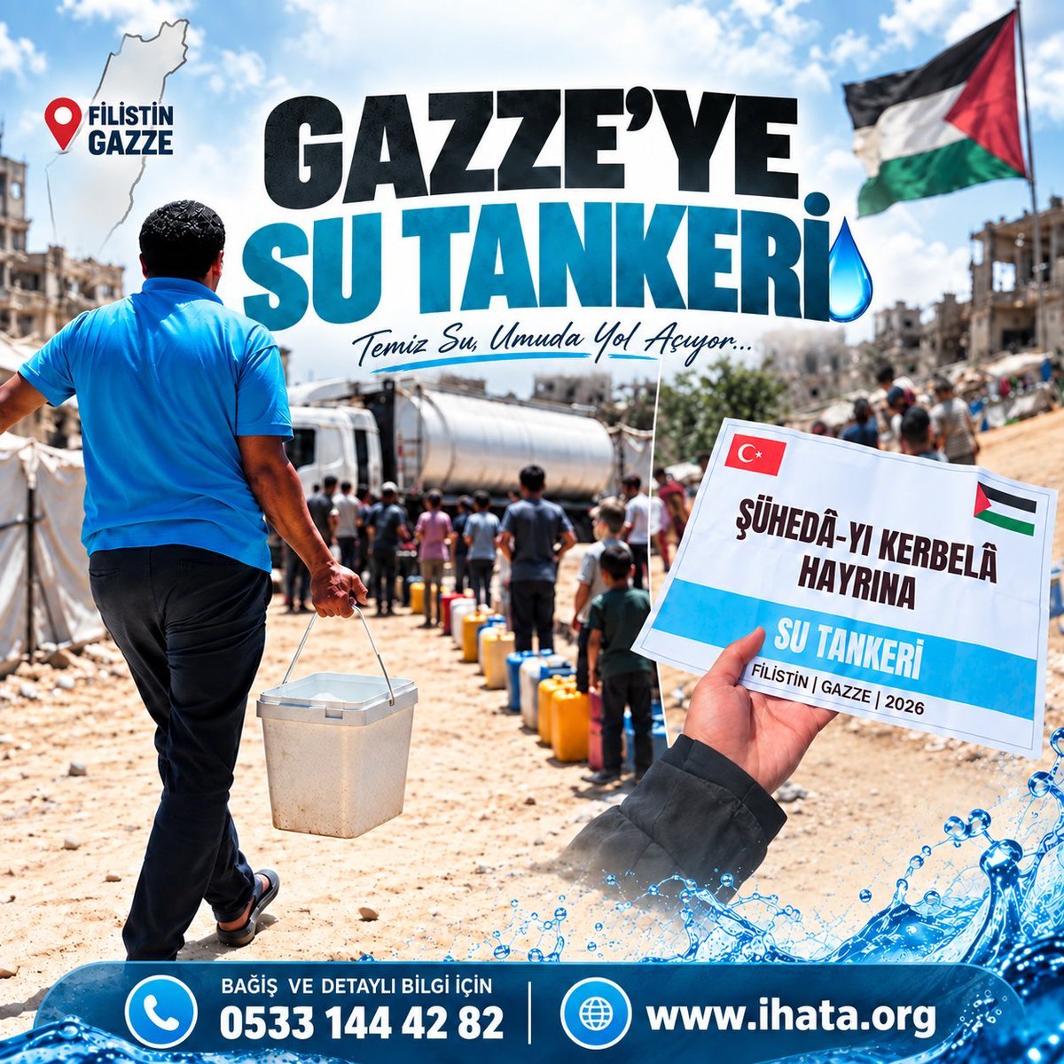 ihatadernegi's tweet photo. Gazze’de temiz suya ulaşmakta güçlük çeken kardeşlerimize su tankerleriyle temiz su ulaştırıyoruz. 💧

📞 Bağış ve detaylı bilgi: 0533 144 42 82
🌐 https://t.co/ZLJrPoEtlB

#Gazze #Filistin #GazzeYardım #SuYardımı #SuTankeri #GazzeSuYardımı #İnsaniYardım #Hayır #Sadaka https://t.co/S6ATw5yUGe