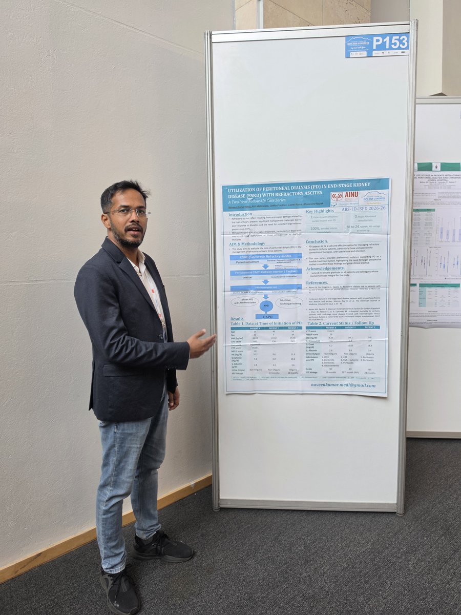 medinaveenkuma5's tweet photo. Grateful to ISPD for the travel grant that made my participation in ISPD 2026 possible. 

Proud to present two posters and truly enjoyed an amazing experience in Cape Town. 🙏🌍

Thank you to my teachers, colleagues and patients for their support.

@ISPDCongress, @ISPD1, https://t.co/QLEJDba9nw