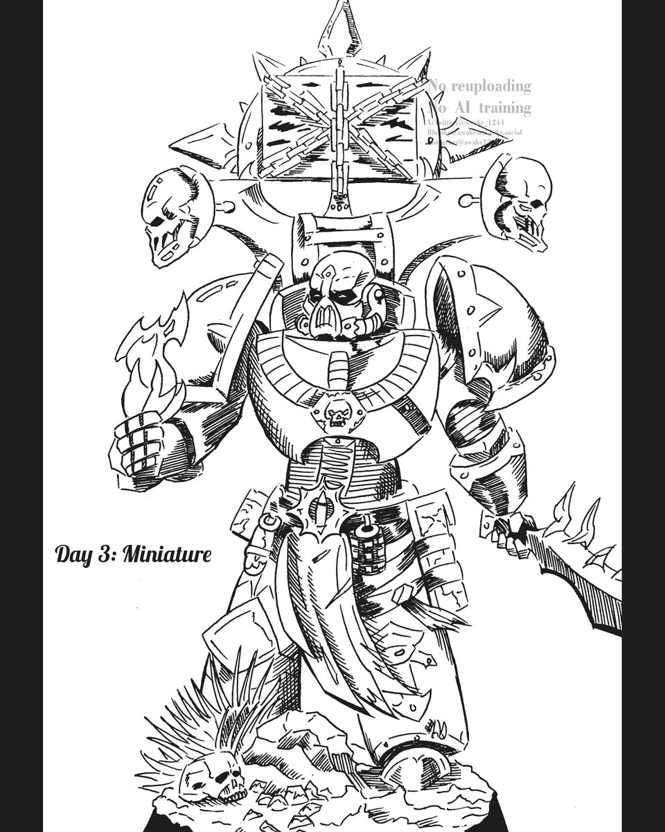 Awake_1244's tweet photo. Inktober 2026, day 3: Miniature.
The second I saw the theme for the third day, I knew I'd draw something from #warhammer40k Might be basic, but it works 🤷‍♂️. Peace.
-A.w.a.k.e.
_
_
_
#inktober #inktober2026 #art #drawing https://t.co/91kjvDeZVL