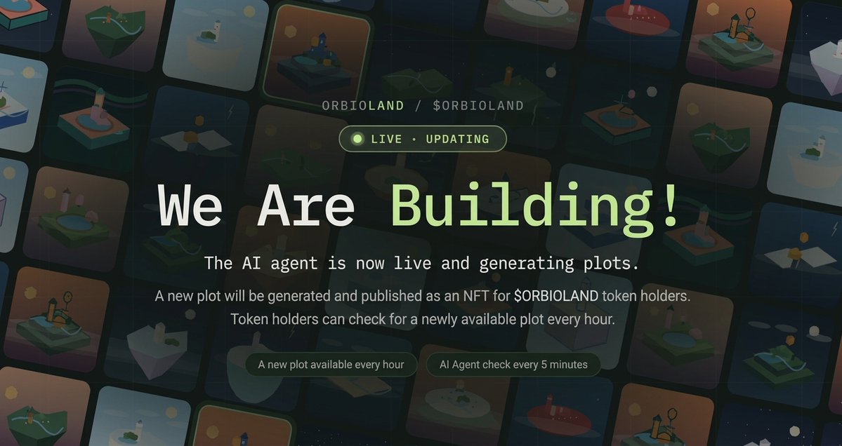 OrbioLand's tweet photo. Our Agent is up and running!   Watch it in action live: https://t.co/lDFA2oe7Y3.   

$ORBIOLAND will be live shortly. Once our token goes live, please bear with us to connect the agent properly, this can take some time!  

Excited to contribute to the Orbio and $ORBIO ecosystem, with the first NFT agent project.