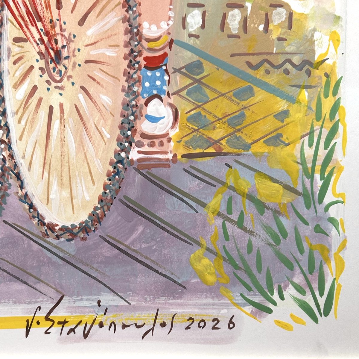 peters_gallery's tweet photo. The female cyclist returns in Giorgos Stathopoulos’ Bicyclist (2026), an expressive study in figure, movement, colour and sensuality—building on his 2022 exhibition 'Utopia Island'.

View &amp; bid early 👉 https://t.co/sT0BOJfq01

#ModernTreasures #StathopoulosGiorgos https://t.co/0zo202fBpe