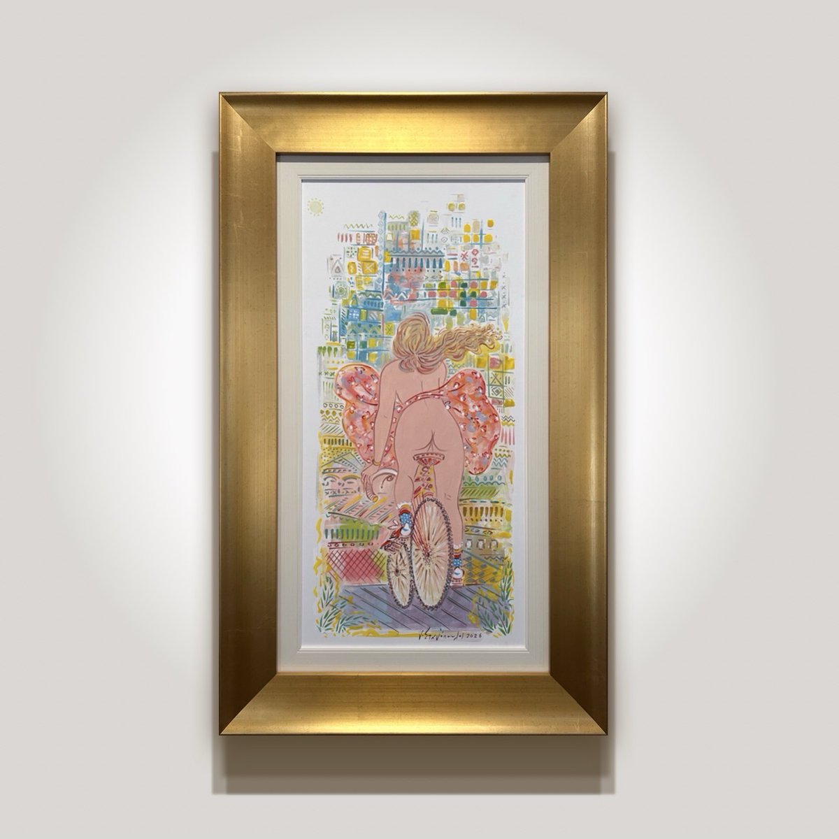 peters_gallery's tweet photo. The female cyclist returns in Giorgos Stathopoulos’ Bicyclist (2026), an expressive study in figure, movement, colour and sensuality—building on his 2022 exhibition 'Utopia Island'.

View &amp; bid early 👉 https://t.co/sT0BOJfq01

#ModernTreasures #StathopoulosGiorgos https://t.co/0zo202fBpe