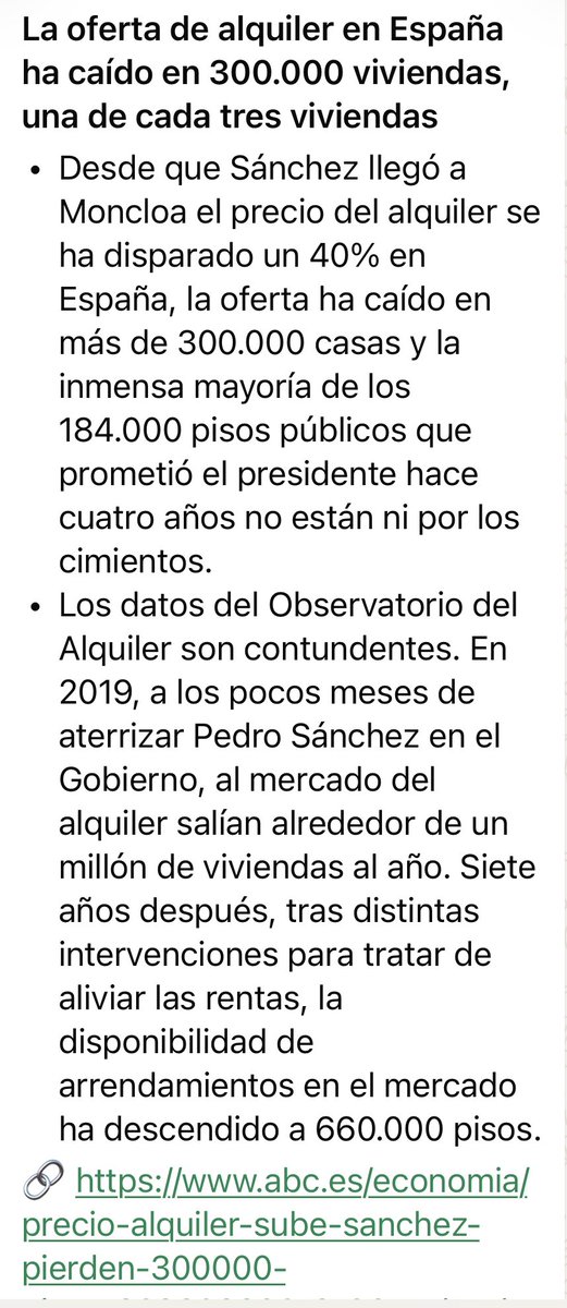 glesenne's tweet photo. Dato mata relato. Sánchez es culpable de la situación de la vivienda. https://t.co/YS0AjnaB47