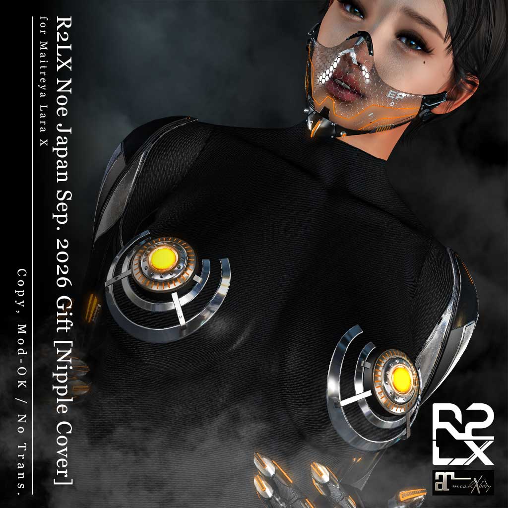 R2fashion's tweet photo. ねおじゃぱ～ん！！！
の～ギフト～です～～～

ようやく設置出来ました！
今回は新作と合わせても使える
サイバーNipple coverです！

どうぞ～持って帰ってください～～～！
☺️

#SecondLife #NEOJAPAN https://t.co/VdcLvJm7bw