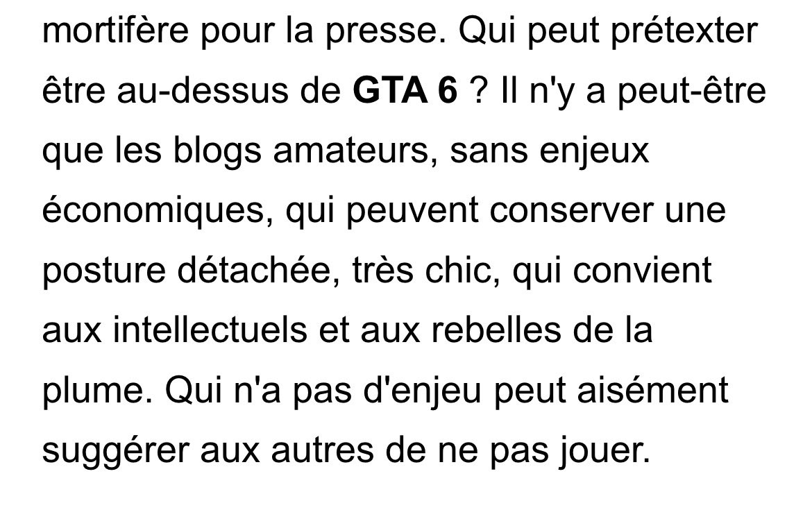 pointnthink's tweet photo. Un article entier de ouin ouin pour dire que GameKult, bien que ça leur coûte, va devoir céder au Grand Ancien Google et jouer le jeu du pleins d’articles sur GTA VI jusqu’à sa sortie et au delà. Pas comme les punks des médias gratuits, là, qui se la jouent intellos chicos. 🫠 🤗 https://t.co/7uRNgGX87l