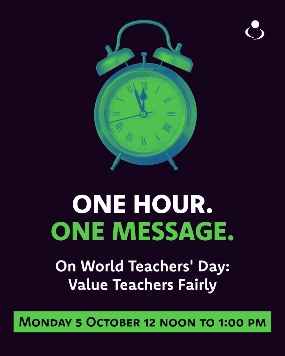 ifut's tweet photo. 12 noon on Monday. One hour. One message. 🕛 IFUT members are stopping work for one hour on World Teachers' Day. 

Fair pay for those who teach the nation. Government: negotiate. 

#IFUT #WorldTeachersDay #PublicServicePay https://t.co/v1tyAhWgRp