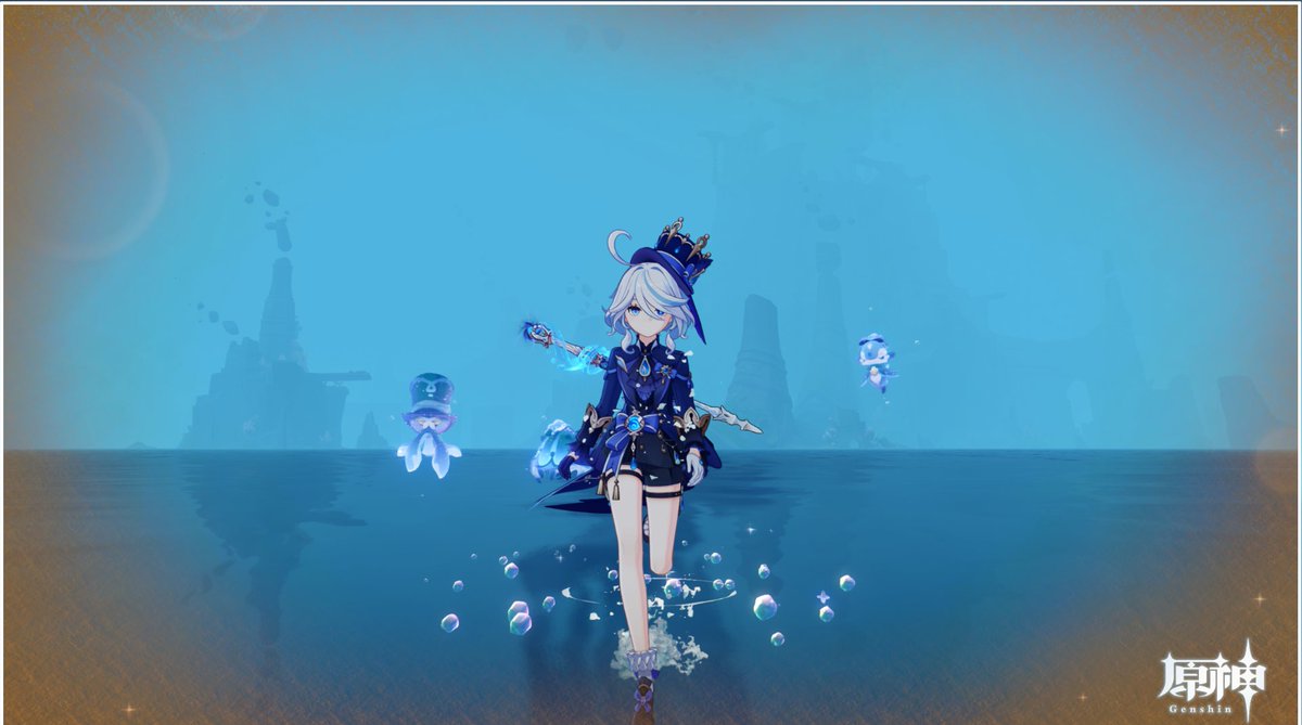 yuduki_00's tweet photo. 原神のクイックスタートってどうやるんだっけ？わからん。とりあえずナタのストーリー放ったらかして、フリーナで水上歩いて次の国へ不法入国しますｗ  #原神 https://t.co/FW1X8zNo9H