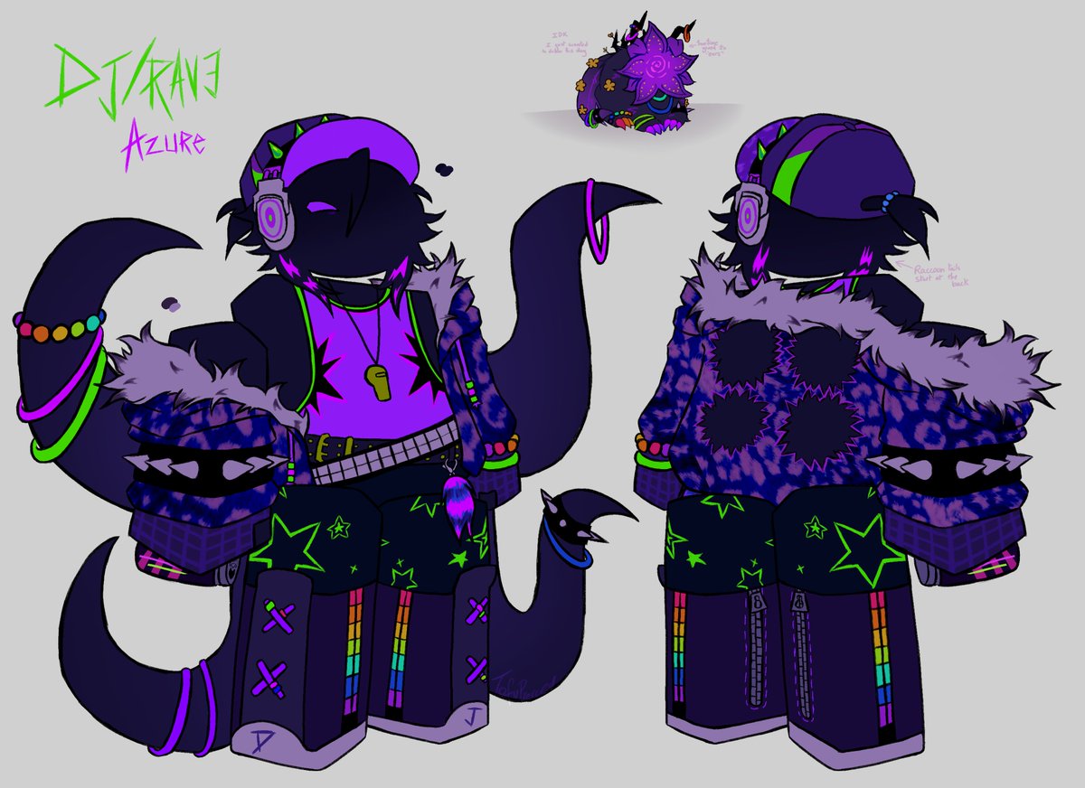 TofuPierced's tweet photo. since DJ/Rave Azure original concept sheet is really outdated, i finally fixed it <//3

#fanart #forsaken https://t.co/Wuwj4RDkPX