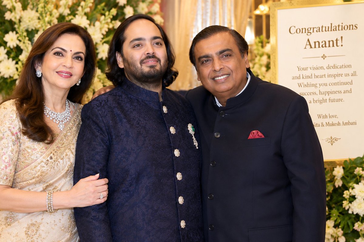 NitaMukeshAmban's tweet photo. Dear Anant, we are proud of your vision for ₹1 lakh crore in compressed biogas projects in Andhra Pradesh. 🌱🇮🇳 Your commitment to clean energy, agriculture, jobs, and India’s future is inspiring. Keep shining! ❤️🙏

With love,
Nita &amp; Mukesh Ambani https://t.co/ZQXyTP4iTh
