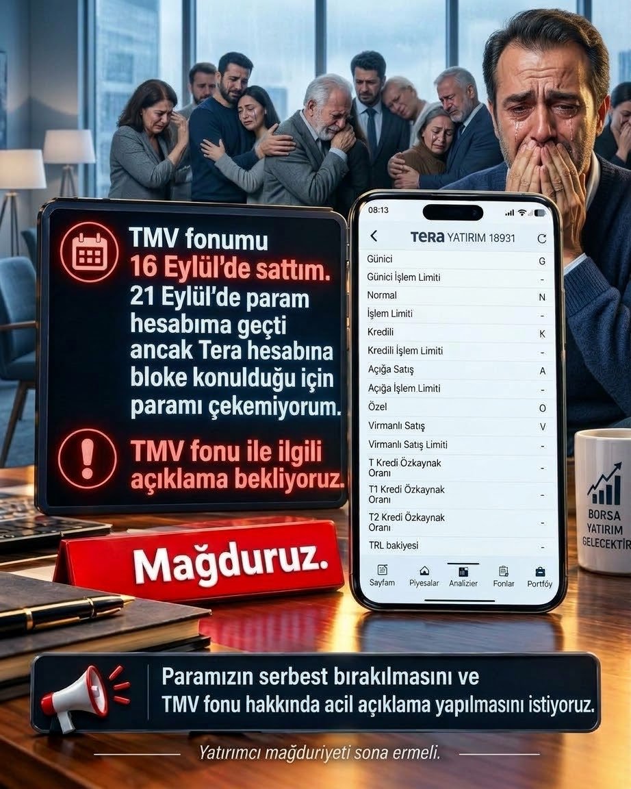 EmsGersYeah's tweet photo. #TMVDuyulsun TERA YATIRIM aracı kurumunda cari hesaplar blokeli.Paralarımızı çekemiyoruz.Yetkililer önümüzü açın,sesimizi duyun yeter artık! @spkgovtr @Takasbank @MerkeziKayitTur @_cevdetyilmaz @memetsimsek @iletisim https://t.co/hmkTyNvTB5
