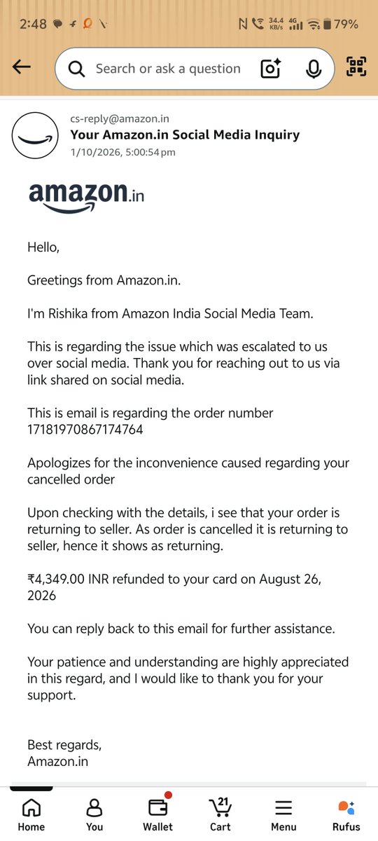 Kjpolo0112's tweet photo. @AmazonHelp Did you even try to understand the issue? It's been 4 months I can't order, if I'll order something it'll get auto cancelled and what your teams resolution? Check screenshot 🤦🏻‍♂️ https://t.co/bJdvuj9l5R