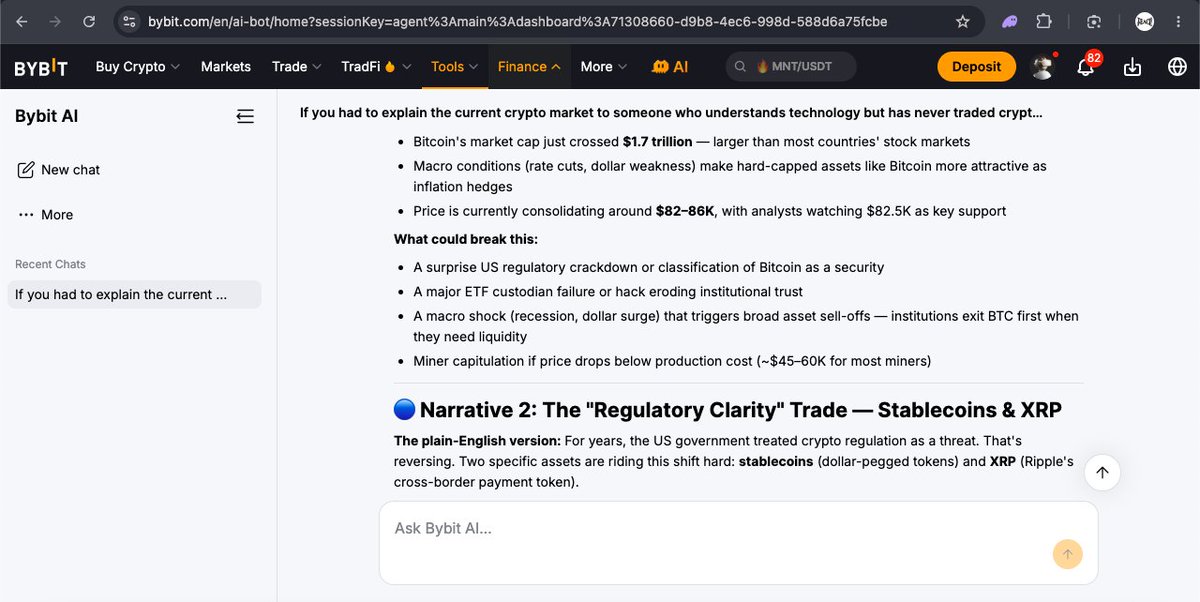 TewogbolaAbdul1's tweet photo. Testing Bybit AI π
I wanted to see how well it could break down the crypto market beyond the usual headlines.
The answer was actually interesting. π€
What would you ask Bybit AI?
#BybitAIPromptShowOff @BybitAfrica https://t.co/97iEyor8AF