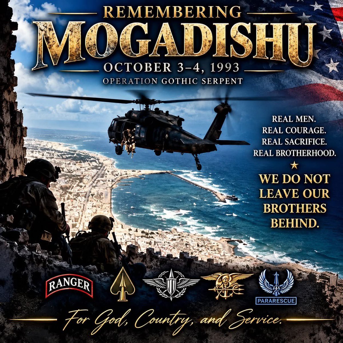 sfdoc110's tweet photo. Blackhawk down! Hard to believe it has been 33 years already.
RIP Brothers! https://t.co/jwp56wtWyj