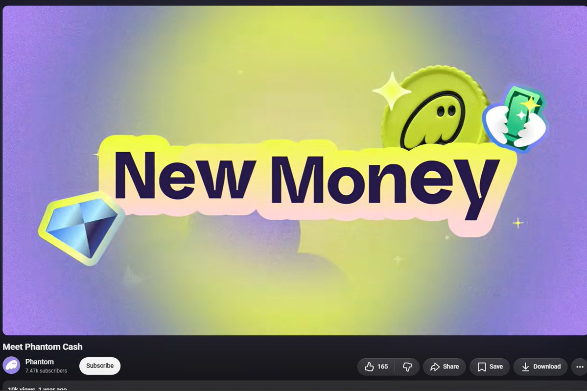 PetaISol's tweet photo. 1 Year Agot Phantom tried to launch a new project called "Phantom Cash" and it was this coin you could send to your friends (like venmo or Revolut) but it failed

If you look on their YT they still have the trailer up WITH the picture of PhanomCash!!!

This is actually the best possible narrative we could run and hasnt been done yet - https://t.co/u1ah2wqD4U
https://t.co/3x7JdVee4L