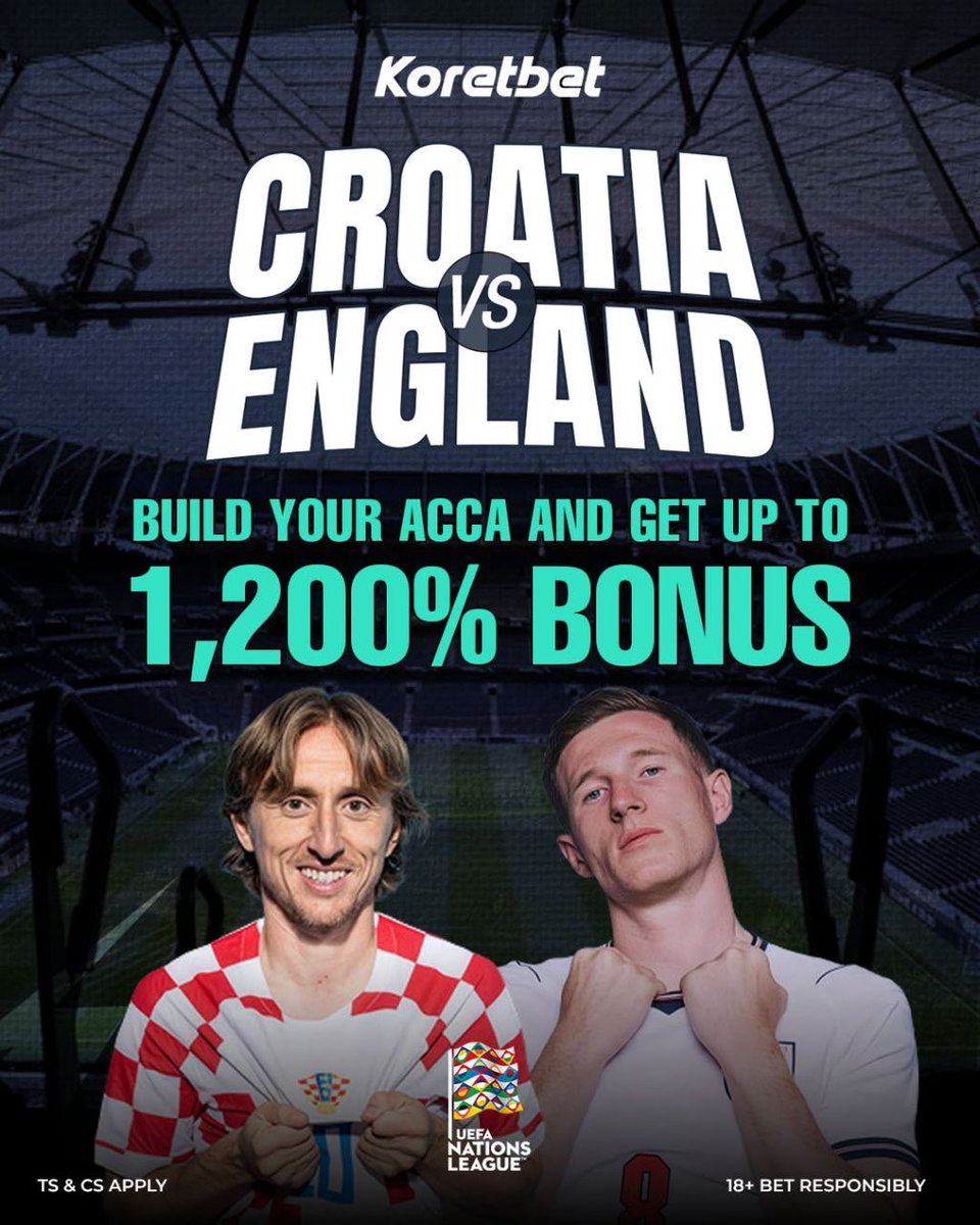 koretbet's tweet photo. Got your eye on one Nations League game?
Pick your fixture, add it to your ACCA and get up to 1,200% bonus on koretbet.
Visit https://t.co/u1SMW3fb1b to play.
#NationsLeague #ACCA #Football #koretbet https://t.co/Uqq4BUqyYv