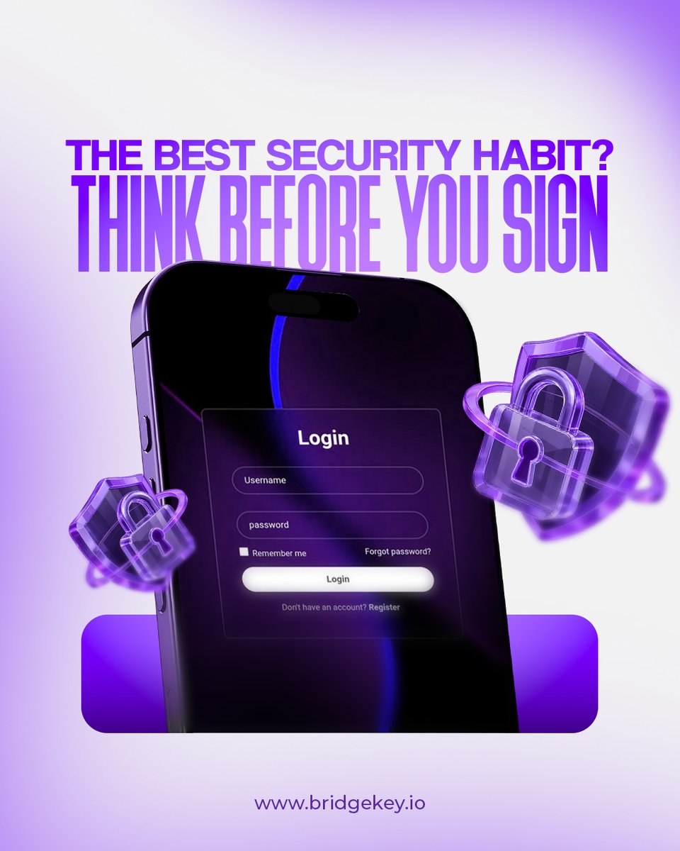 BridgekeyWallet's tweet photo. Before approving a transaction, take a moment.
🔎 Check the address.
 🌐 Check the network.
 📄 Understand what you're signing.
 🚫 Never share your Secret Recovery Phrase.

Your wallet can provide the tools.
Security starts with how you use them.

#BridgeKey #CryptoSecurity https://t.co/vRduoMRCv2