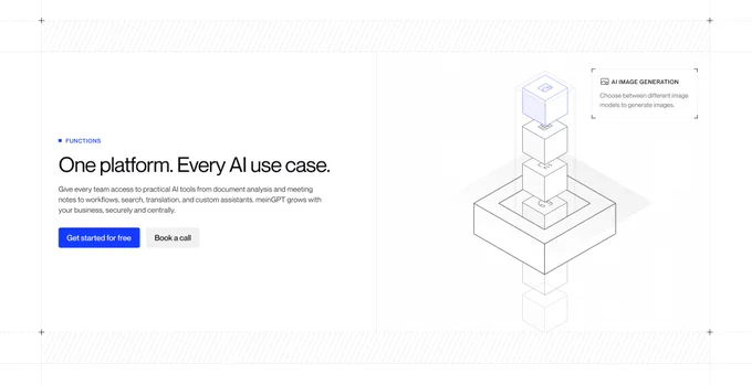AI 플랫폼 랜딩 — 아이소메트릭 블록 일러스트 섹션